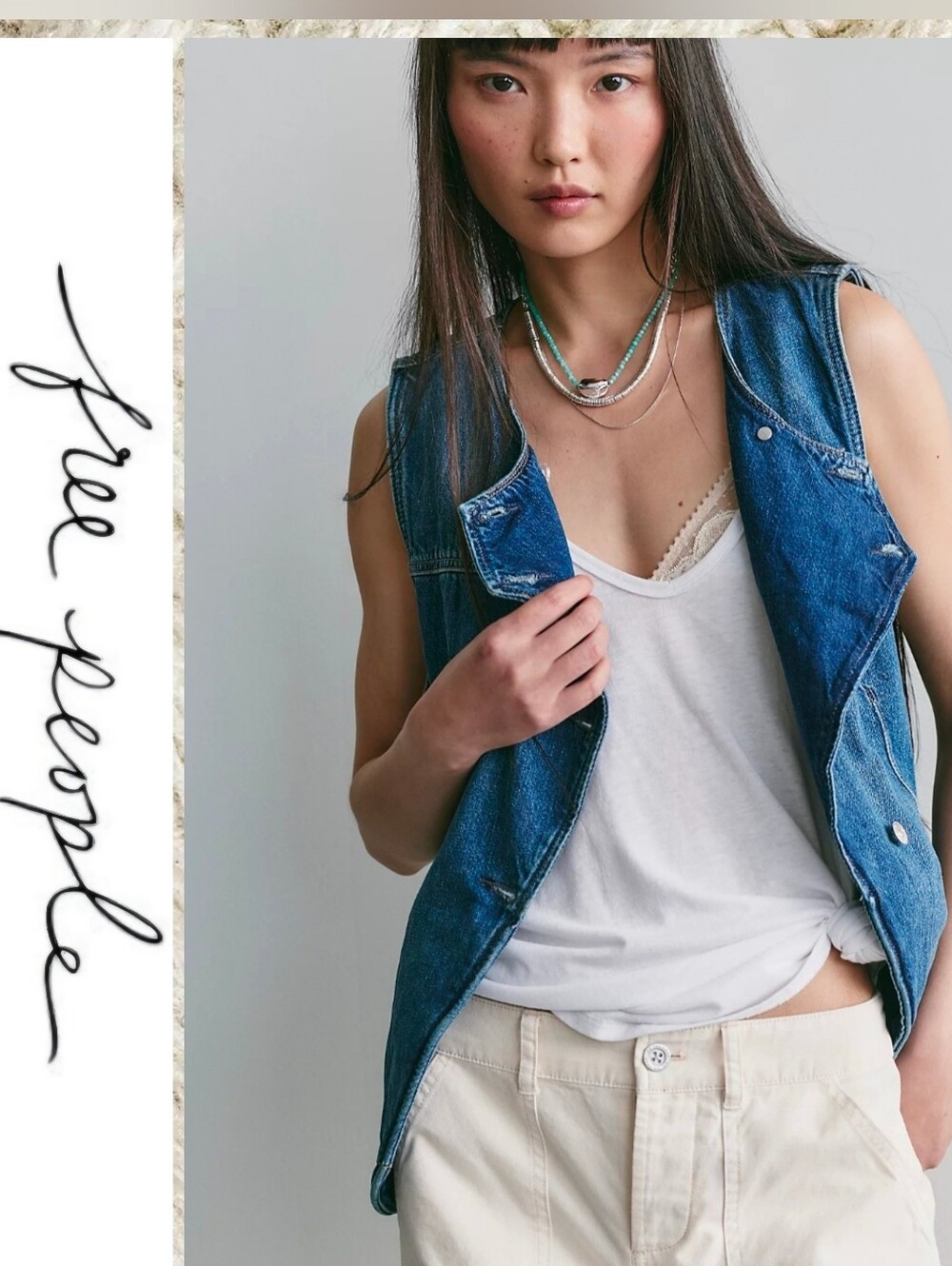 NWT Free People We The Free Maris Denim Vest XS Wallflower